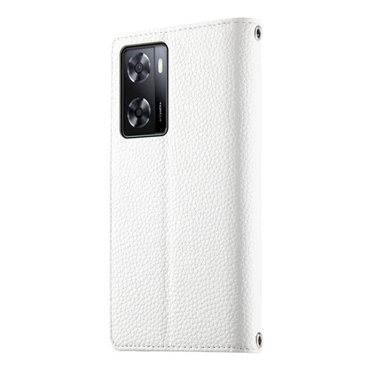 For OPPO A57 4G / A57s / A77 4G / A77s Stitching Multi-card Zipper Wallet Leather Phone Case with Short Strap