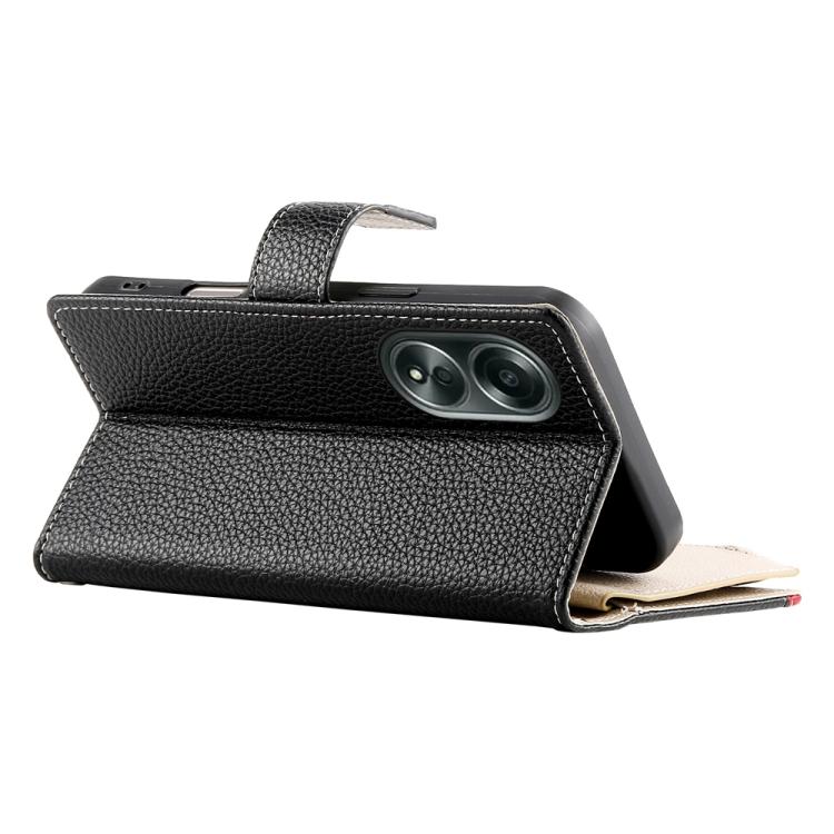 For OPPO A58 4G Global Stitching Multi-card Zipper Wallet Leather Phone Case with Short Strap