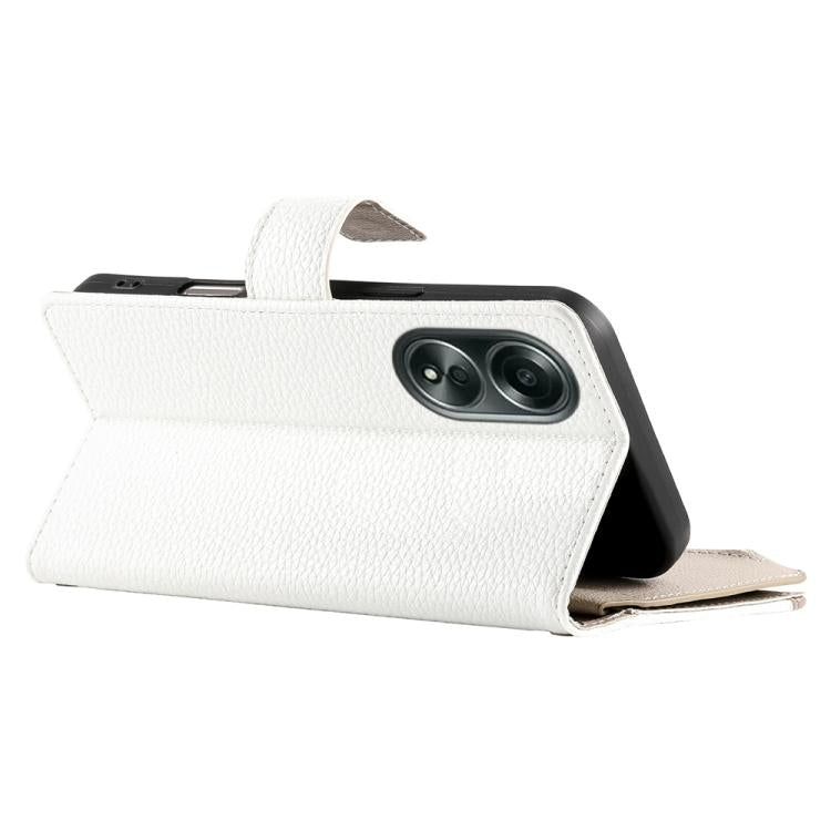 For OPPO A58 4G Global Stitching Multi-card Zipper Wallet Leather Phone Case with Short Strap