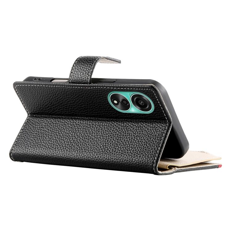 For OPPO A78 4G Global Stitching Multi-card Zipper Wallet Leather Phone Case with Short Strap