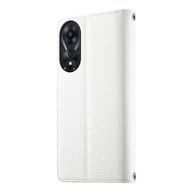 For OPPO A78 5G Global / A58x / A1x Stitching Multi-card Zipper Wallet Leather Phone Case with Short Strap