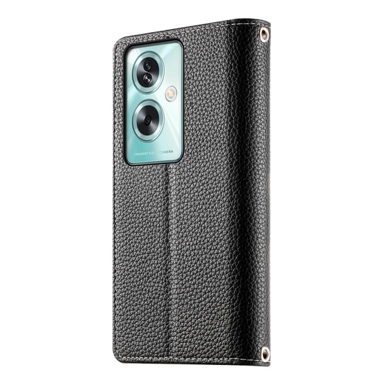 For OPPO A79 5G / A2x Stitching Multi-card Zipper Wallet Leather Phone Case with Short Strap