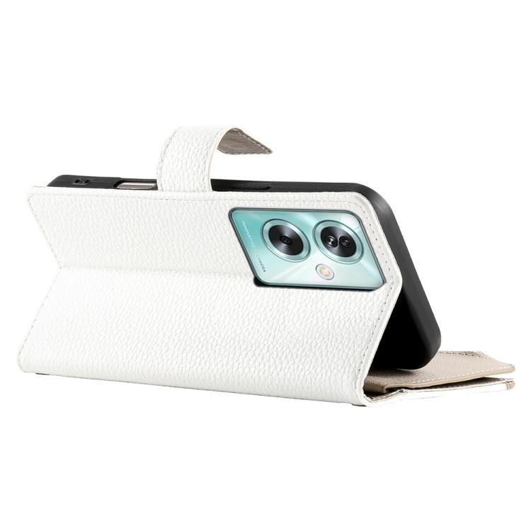 For OPPO A79 5G / A2x Stitching Multi-card Zipper Wallet Leather Phone Case with Short Strap