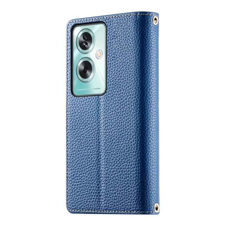 For OPPO A79 5G / A2x Stitching Multi-card Zipper Wallet Leather Phone Case with Short Strap