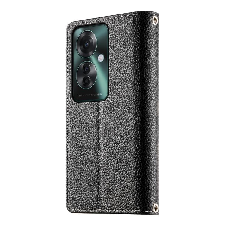 For OPPO Reno11 F / F25 Pro India Stitching Multi-card Zipper Wallet Leather Phone Case with Short Strap