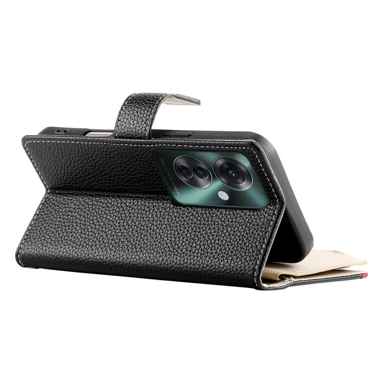 For OPPO Reno11 F / F25 Pro India Stitching Multi-card Zipper Wallet Leather Phone Case with Short Strap