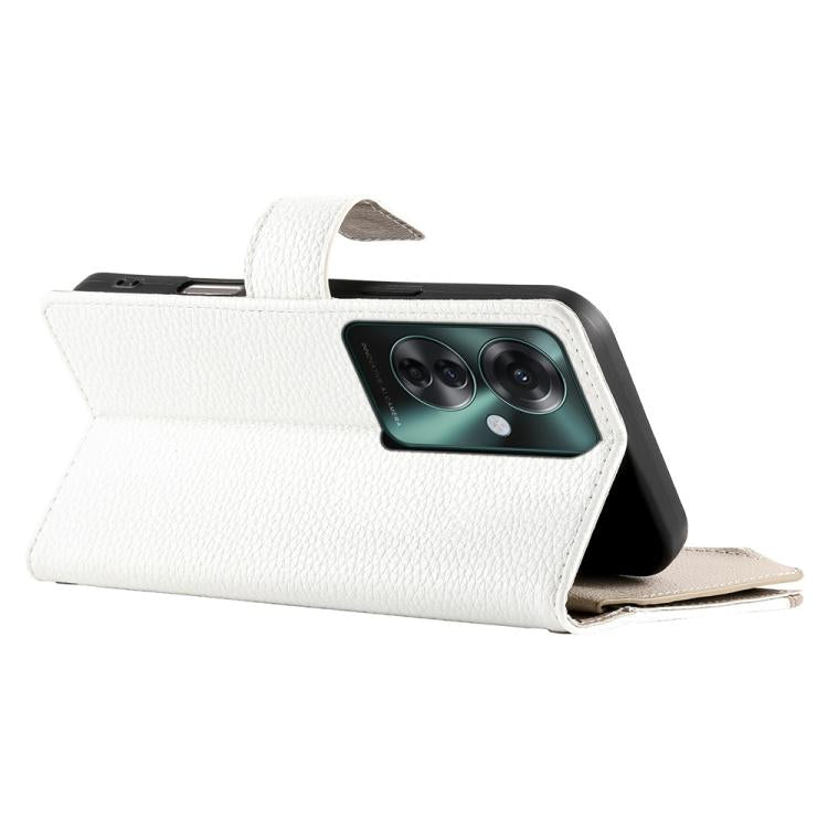 For OPPO Reno11 F / F25 Pro India Stitching Multi-card Zipper Wallet Leather Phone Case with Short Strap