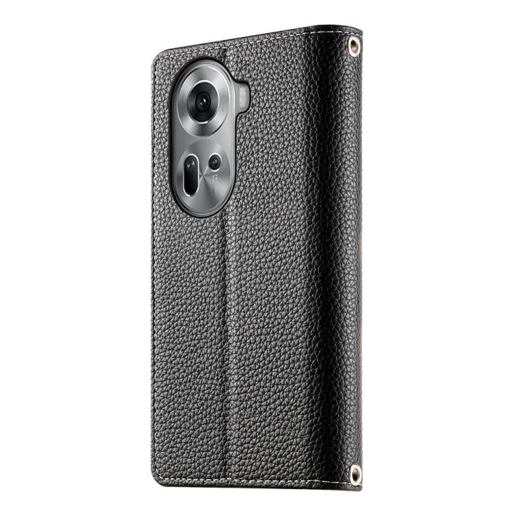 For OPPO Reno11 Global Stitching Multi-card Zipper Wallet Leather Phone Case with Short Strap