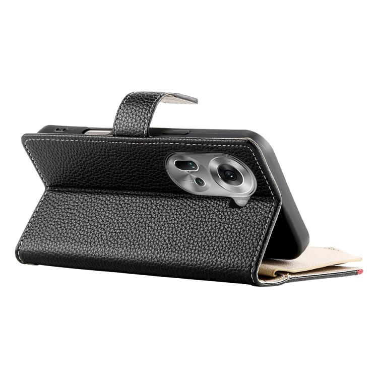 For OPPO Reno11 Global Stitching Multi-card Zipper Wallet Leather Phone Case with Short Strap