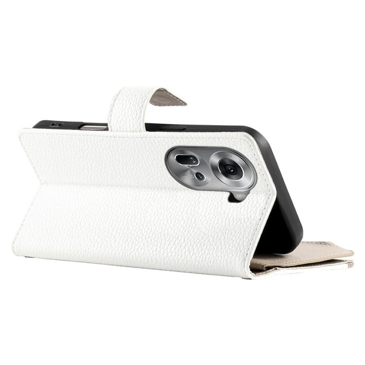 For OPPO Reno11 Global Stitching Multi-card Zipper Wallet Leather Phone Case with Short Strap
