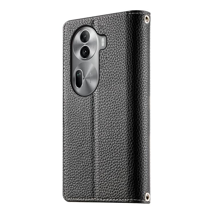 For OPPO Reno11 Pro Global Stitching Multi-card Zipper Wallet Leather Phone Case with Short Strap