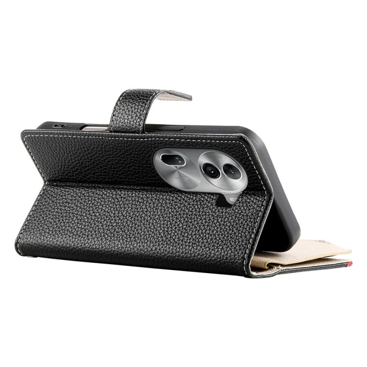 For OPPO Reno11 Pro Global Stitching Multi-card Zipper Wallet Leather Phone Case with Short Strap