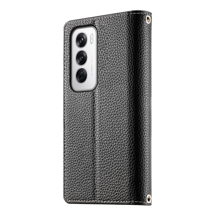 For OPPO Reno12 Global Stitching Multi-card Zipper Wallet Leather Phone Case with Short Strap