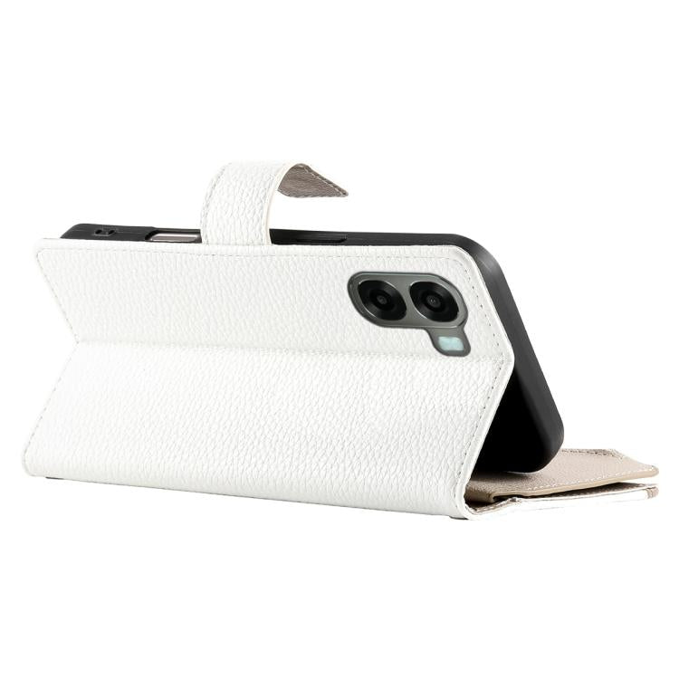 For OPPO A6x 5G / A6 5G Global Stitching Multi-card Zipper Wallet Leather Phone Case with Short Strap
