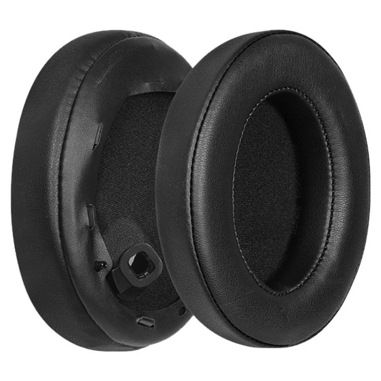 1 Pair Spliced Protein Leather Earphone Replacement Earpads Pads For Sony WH-1000XM4 - Black