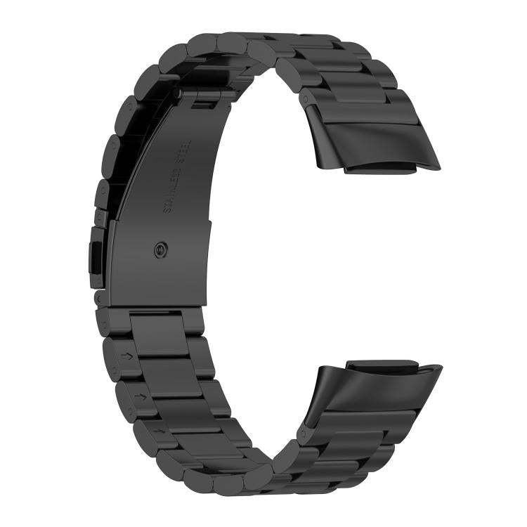 For Fitbit Charge 6 / 5 Tri-beads Flat Buckle Titanium Alloy Watch Band