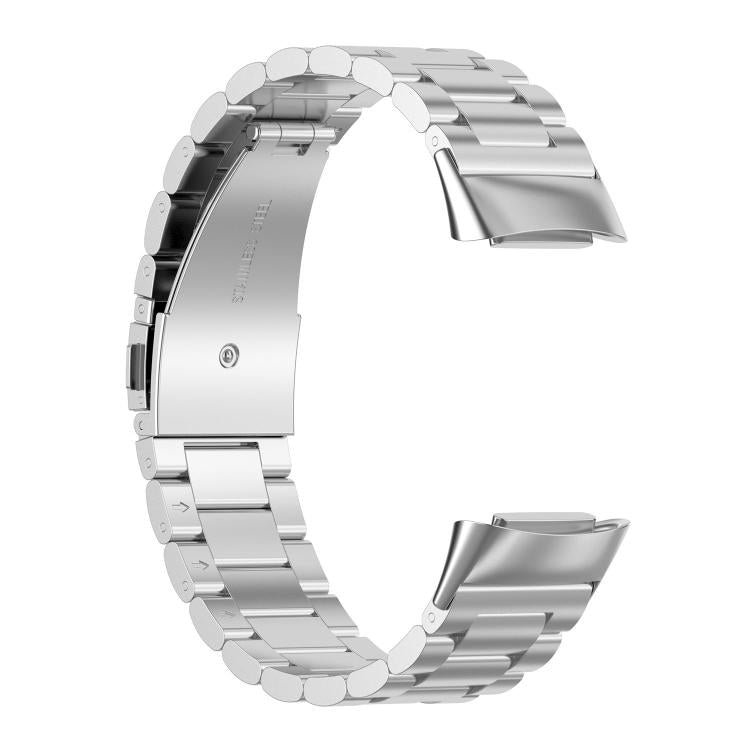 For Fitbit Charge 6 / 5 Tri-beads Flat Buckle Titanium Alloy Watch Band
