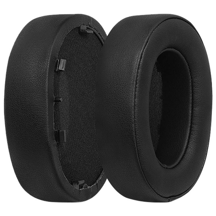2pcs Spliced Protein Leather Earphone Replacement Earpads Pads For Sony WH-1000XM5 - Black