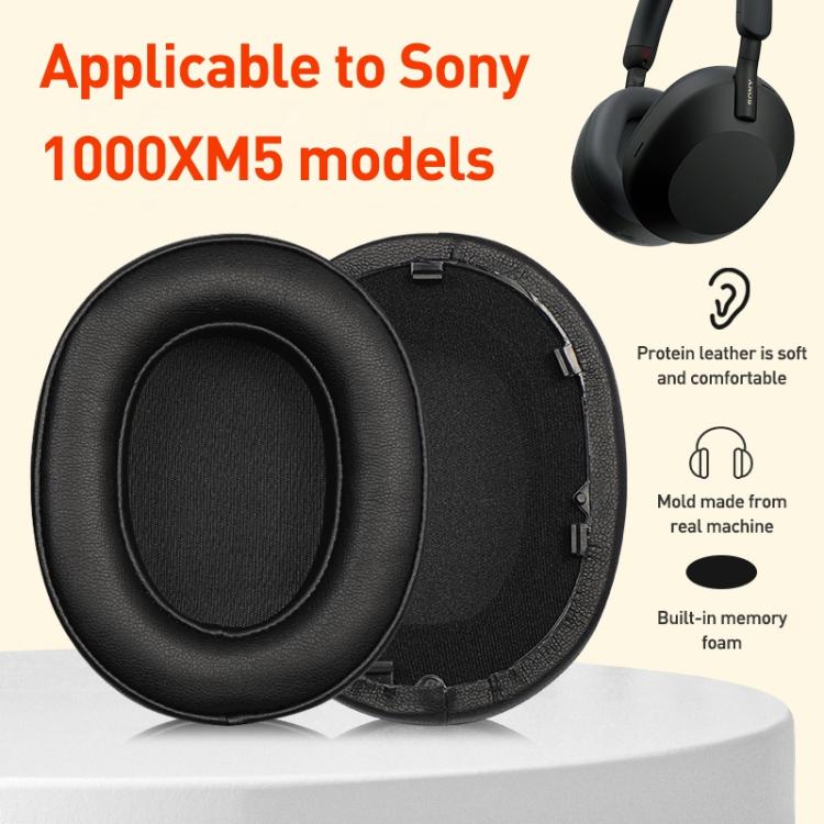 2pcs Spliced ??Skin-friendly Cotton Earphone Replacement Earpads Pads For Sony WH-1000XM5 - Black