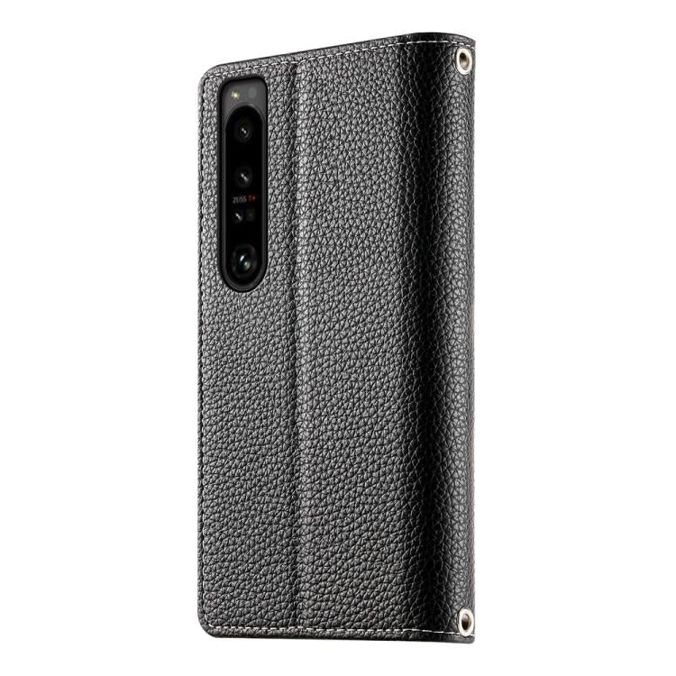 For Sony Xperia 1 IV Stitching Multi-card Zipper Wallet Leather Phone Case with Short Strap