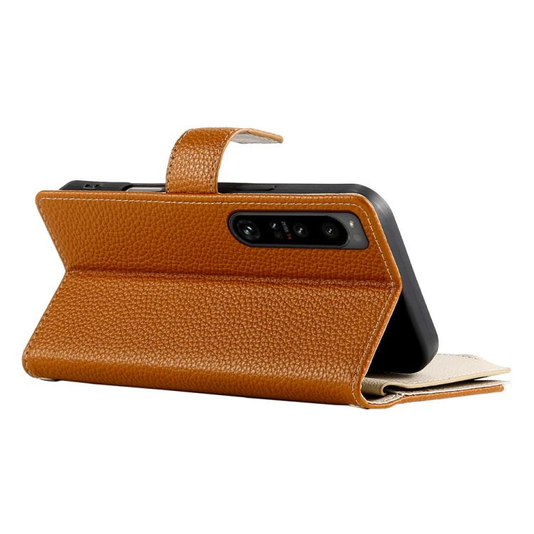 For Sony Xperia 1 IV Stitching Multi-card Zipper Wallet Leather Phone Case with Short Strap