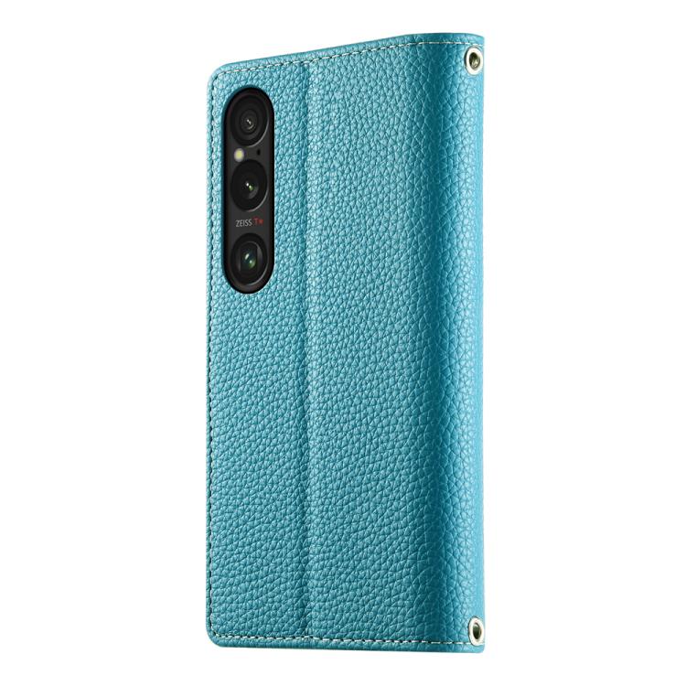 For Sony Xperia 1 VI Stitching Multi-card Zipper Wallet Leather Phone Case with Short Strap
