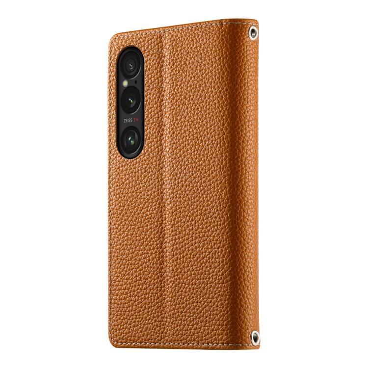 For Sony Xperia 1 VI Stitching Multi-card Zipper Wallet Leather Phone Case with Short Strap
