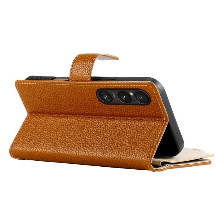 For Sony Xperia 1 VI Stitching Multi-card Zipper Wallet Leather Phone Case with Short Strap