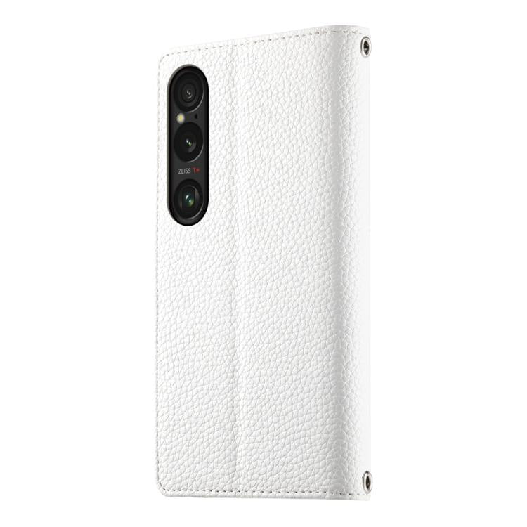For Sony Xperia 1 VI Stitching Multi-card Zipper Wallet Leather Phone Case with Short Strap