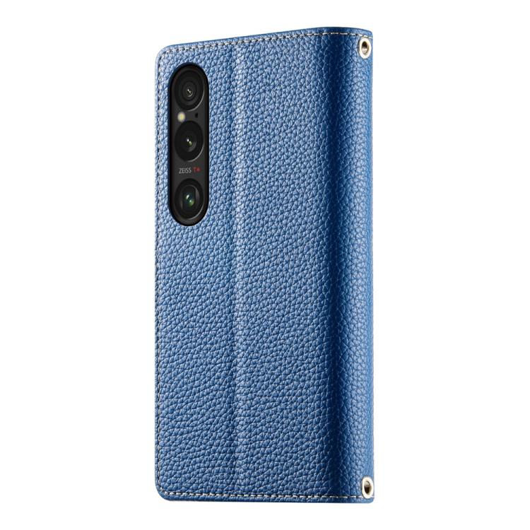 For Sony Xperia 1 VI Stitching Multi-card Zipper Wallet Leather Phone Case with Short Strap