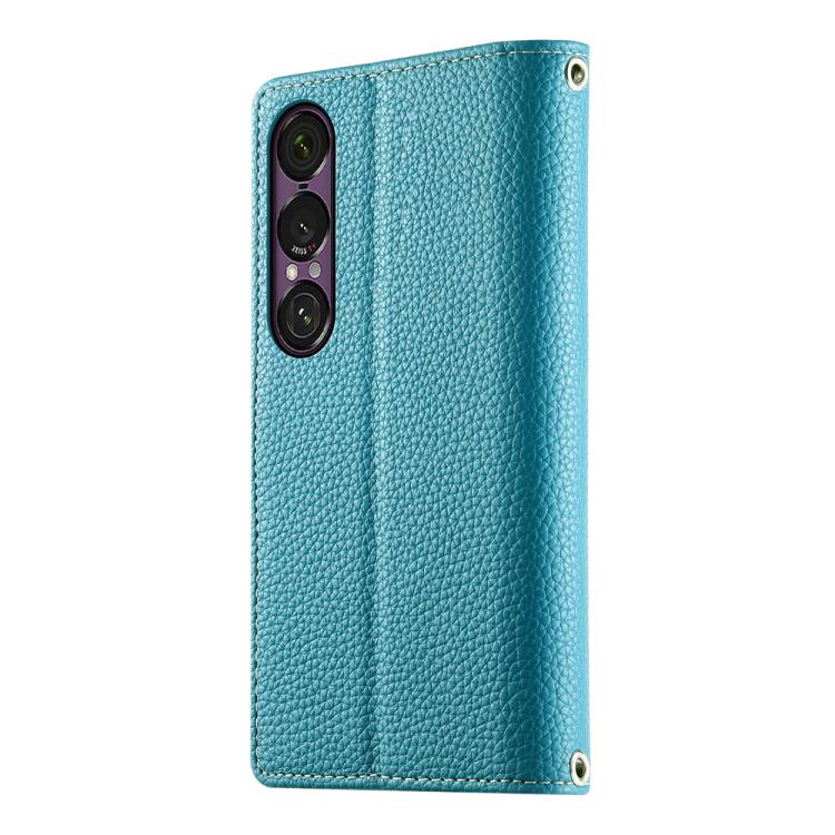 For Sony Xperia 1 VII Stitching Multi-card Zipper Wallet Leather Phone Case with Short Strap