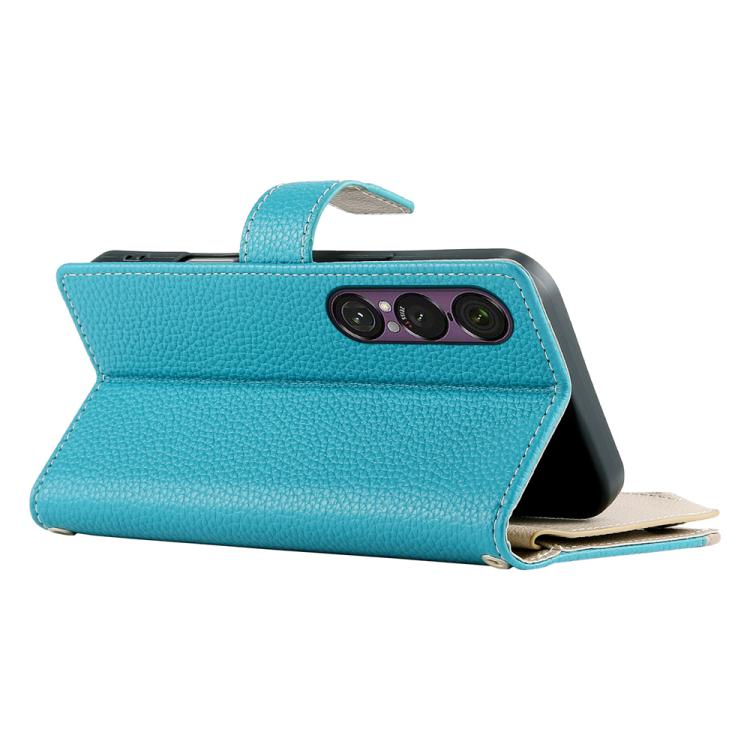 For Sony Xperia 1 VII Stitching Multi-card Zipper Wallet Leather Phone Case with Short Strap