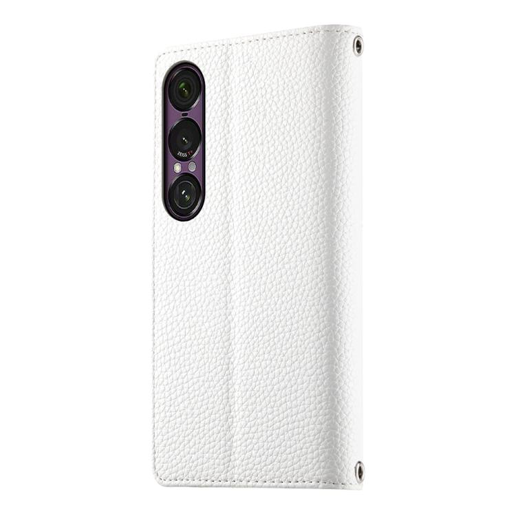 For Sony Xperia 1 VII Stitching Multi-card Zipper Wallet Leather Phone Case with Short Strap