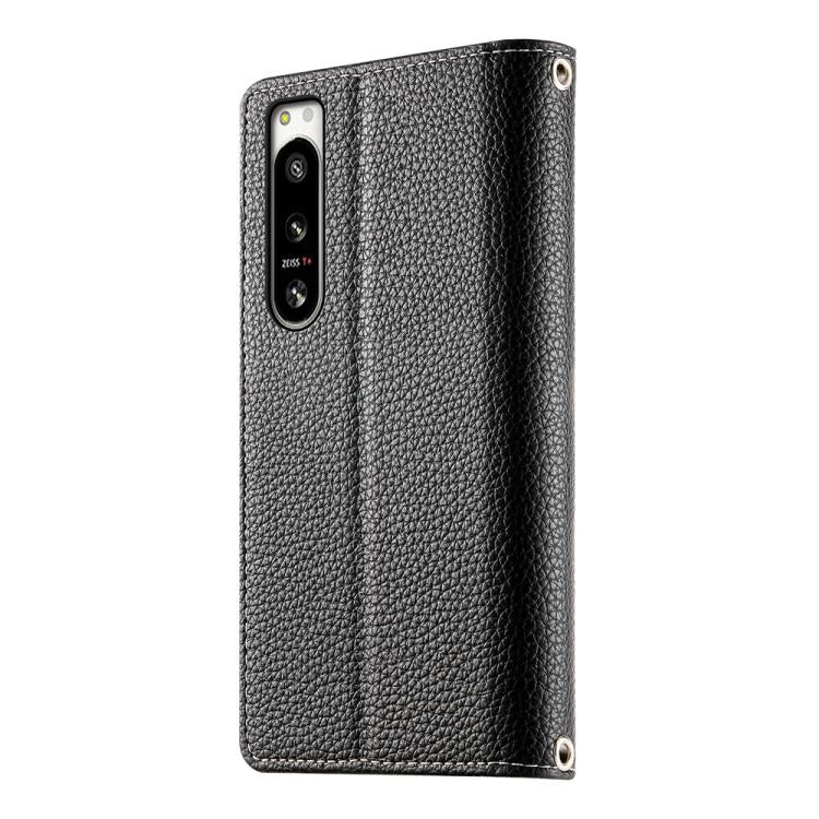 For Sony Xperia 5 IV Stitching Multi-card Zipper Wallet Leather Phone Case with Short Strap