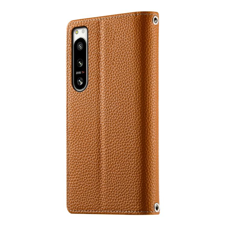 For Sony Xperia 5 IV Stitching Multi-card Zipper Wallet Leather Phone Case with Short Strap