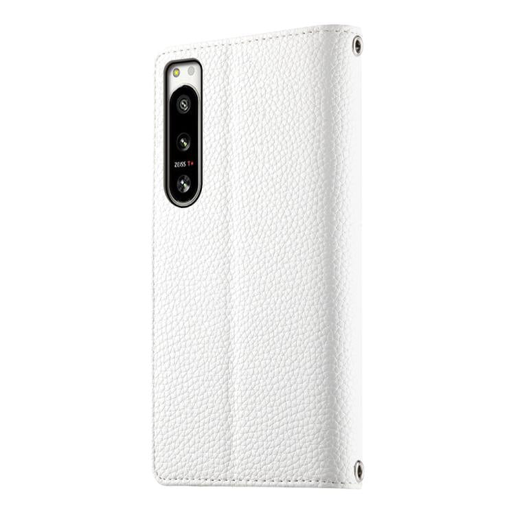 For Sony Xperia 5 IV Stitching Multi-card Zipper Wallet Leather Phone Case with Short Strap