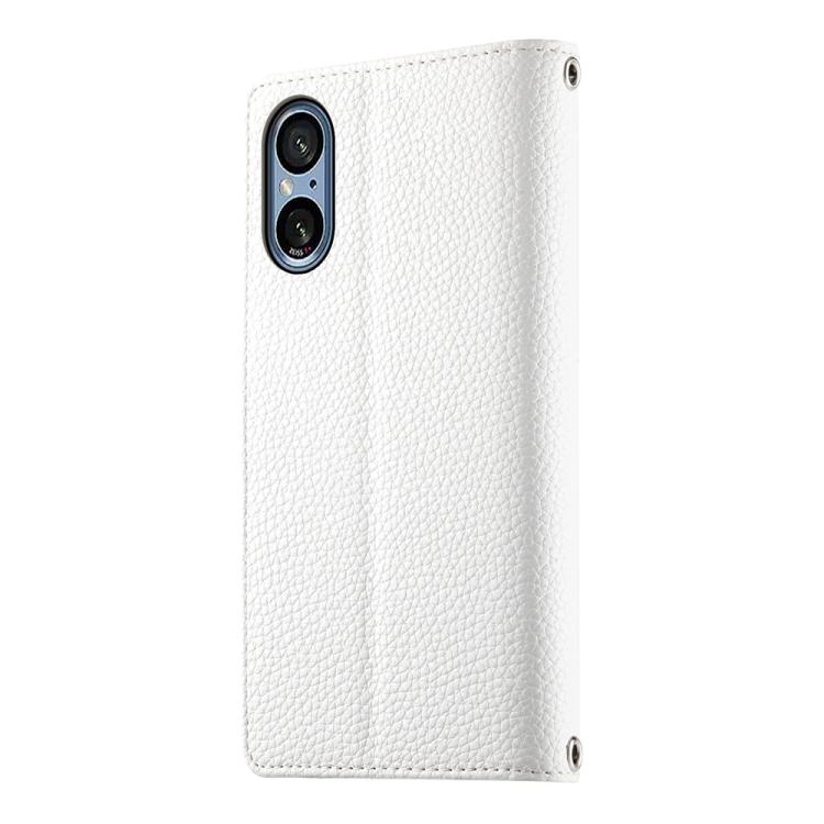 For Sony Xperia 5 V Stitching Multi-card Zipper Wallet Leather Phone Case with Short Strap