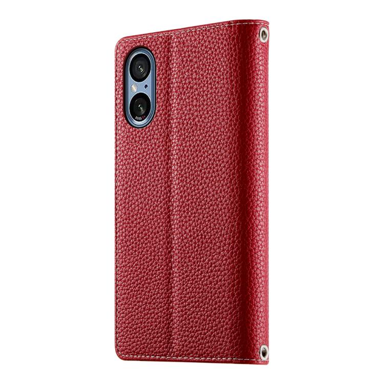 For Sony Xperia 5 V Stitching Multi-card Zipper Wallet Leather Phone Case with Short Strap