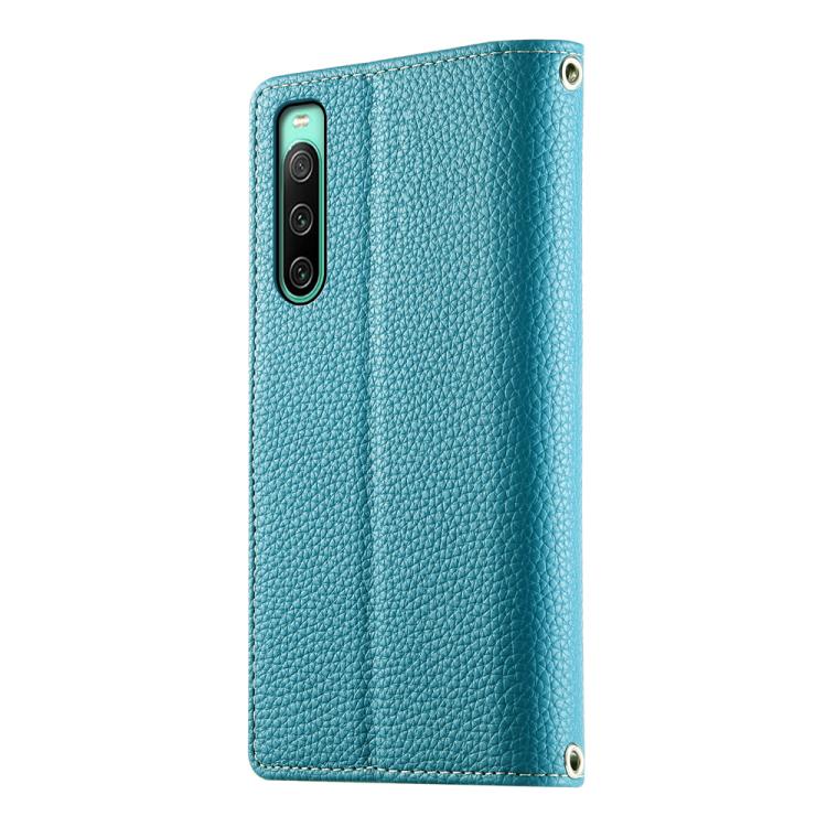 For Sony Xperia 10 IV Stitching Multi-card Zipper Wallet Leather Phone Case with Short Strap