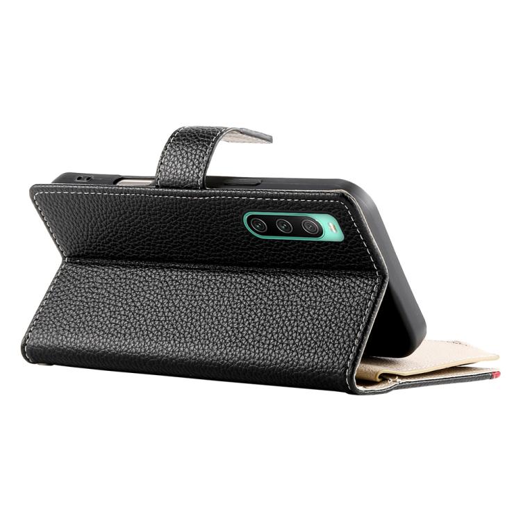 For Sony Xperia 10 IV Stitching Multi-card Zipper Wallet Leather Phone Case with Short Strap