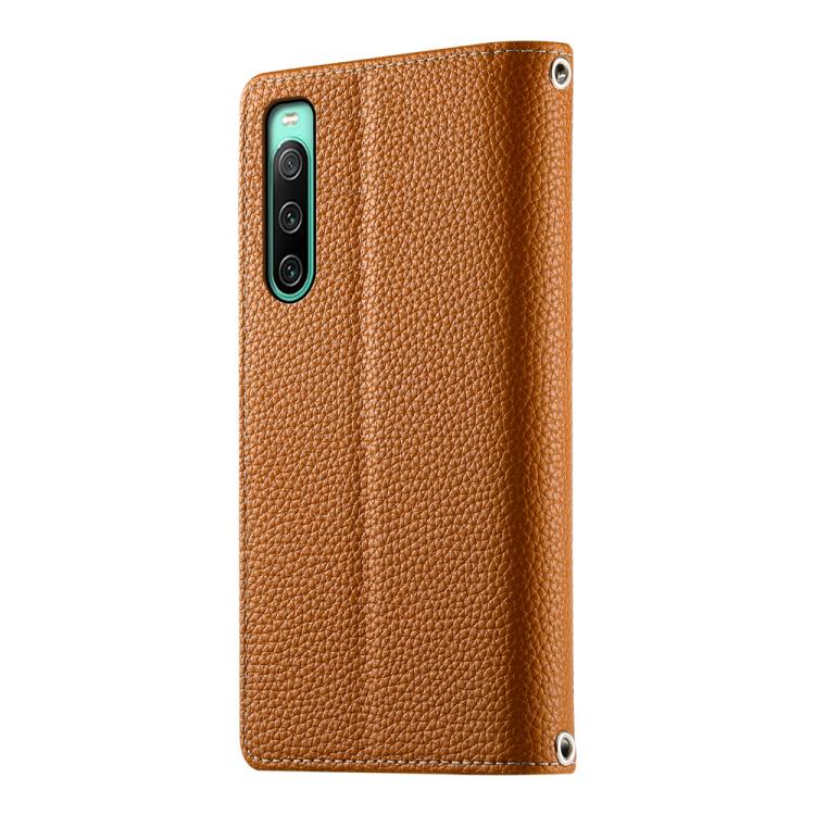 For Sony Xperia 10 IV Stitching Multi-card Zipper Wallet Leather Phone Case with Short Strap
