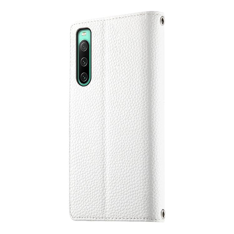 For Sony Xperia 10 IV Stitching Multi-card Zipper Wallet Leather Phone Case with Short Strap