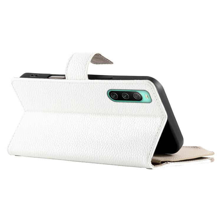 For Sony Xperia 10 IV Stitching Multi-card Zipper Wallet Leather Phone Case with Short Strap