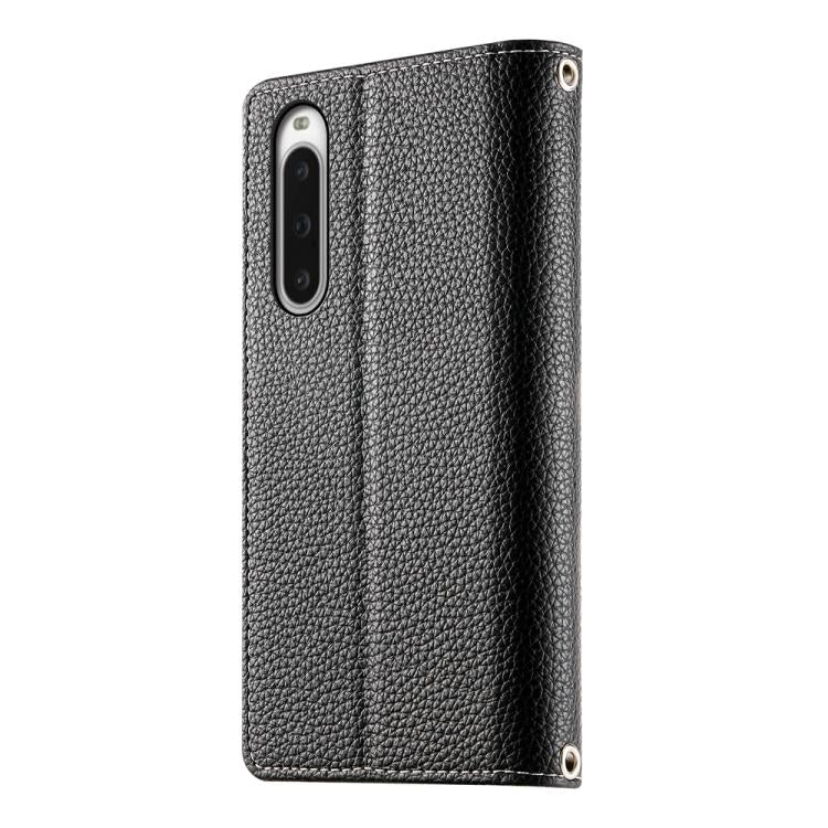 For Sony Xperia 10 V Stitching Multi-card Zipper Wallet Leather Phone Case with Short Strap