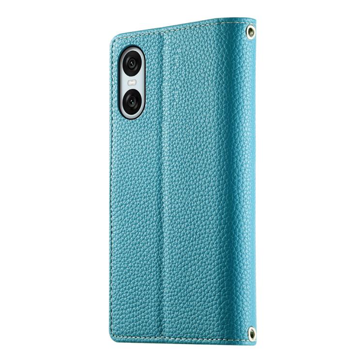 For Sony Xperia 10 VI Stitching Multi-card Zipper Wallet Leather Phone Case with Short Strap