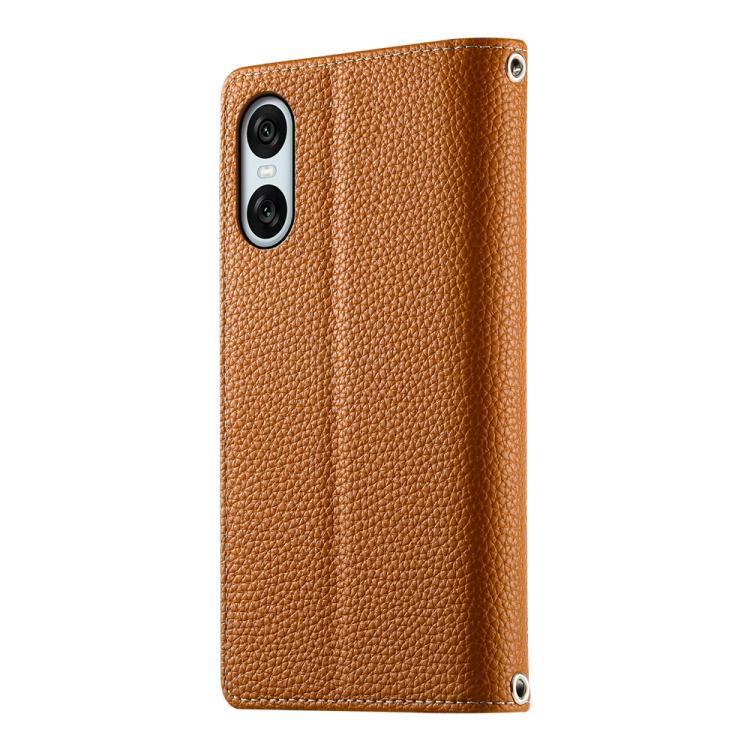 For Sony Xperia 10 VI Stitching Multi-card Zipper Wallet Leather Phone Case with Short Strap