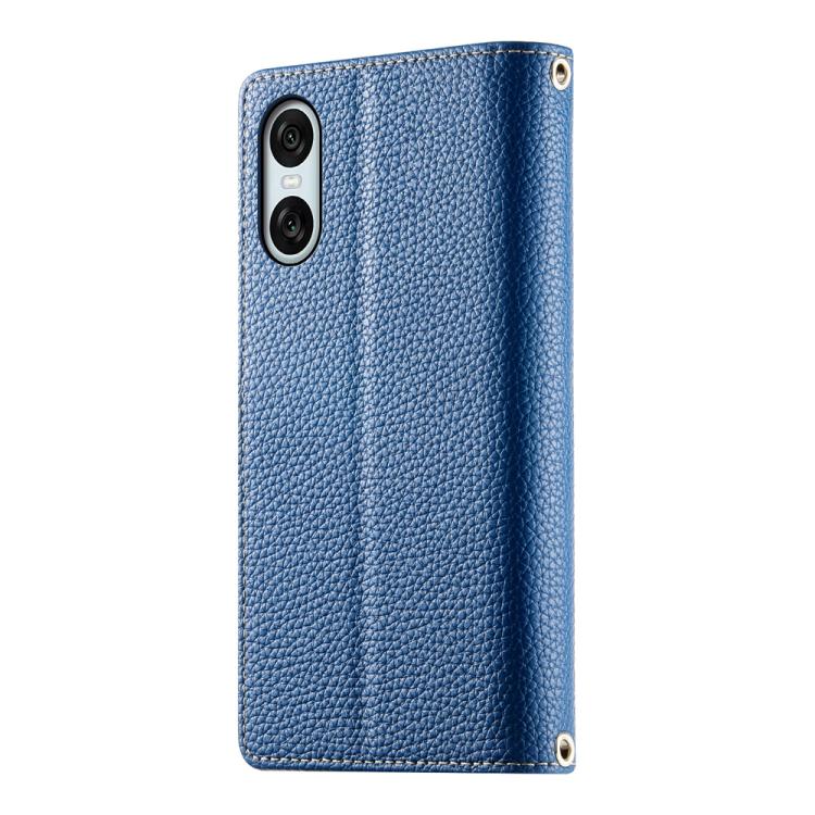 For Sony Xperia 10 VI Stitching Multi-card Zipper Wallet Leather Phone Case with Short Strap