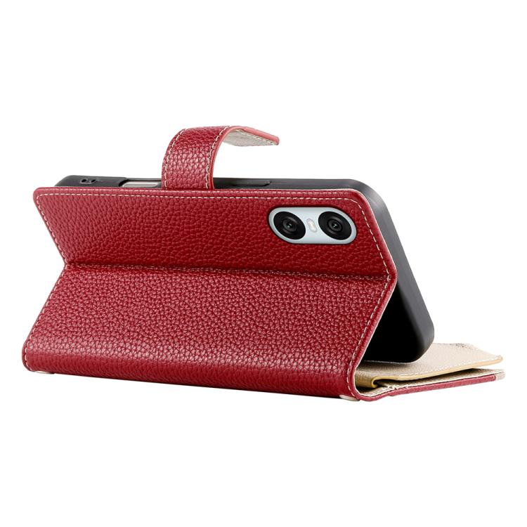 For Sony Xperia 10 VI Stitching Multi-card Zipper Wallet Leather Phone Case with Short Strap