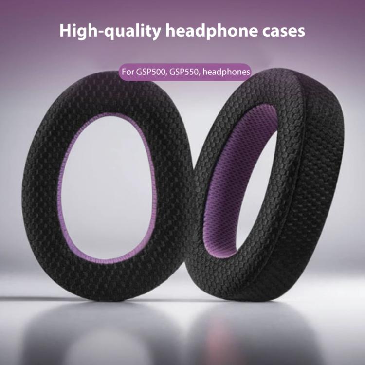 2pcs Snap-on Replacement Earpads For Sennheiser GSP500 / GSP550 / GSP600 / GSP670 / EPOS H6 Pro / GSP601 / GSP602, Material:Ice Feeling Leather - Black Purple
