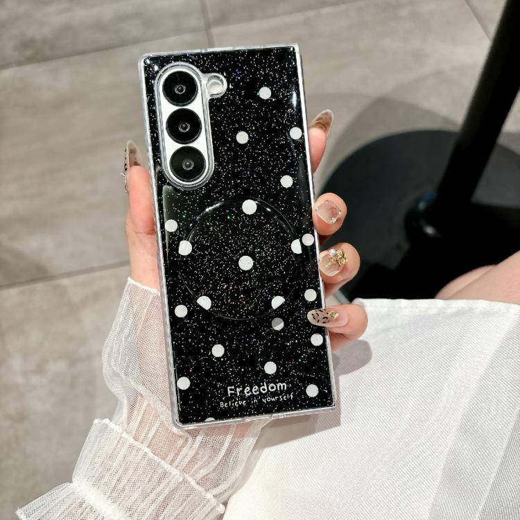 For Samsung Galaxy Z Fold5 Glitter Powder Dots Pattern Phone Case with Holder